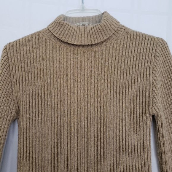 VOLCOM Wool Fitted Gold Sparkle Turtleneck Sweater - Picture 12 of 14